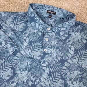 Vivid Golf Mens 2XL Blue AOP Floral Performance Stretch Polo Short Sleeve